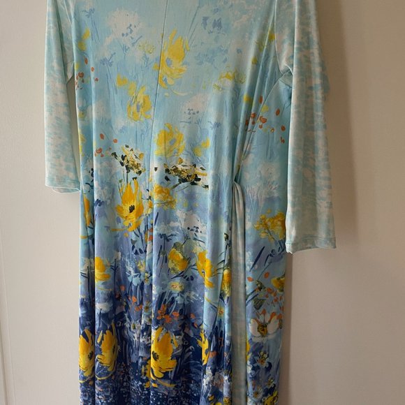 NWT Polly & Stretch Light & Dark Blue Wrap Dress L - Picture 5 of 7